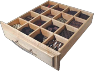 A tie and sock pullout drawer