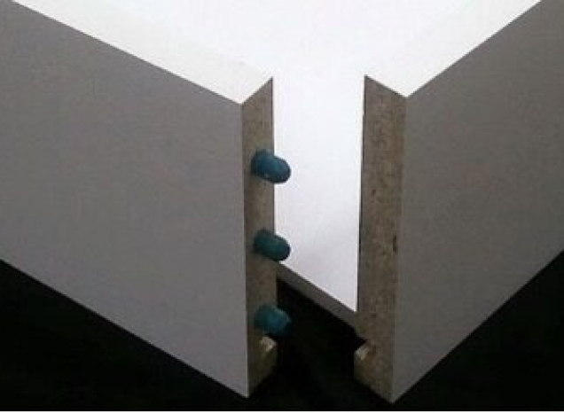 A closeup of Doweled Joints