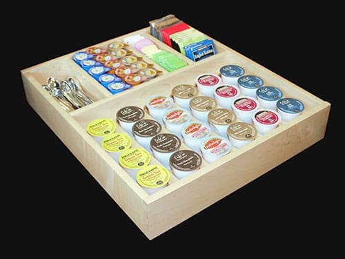 A drawer that holds K-Cups